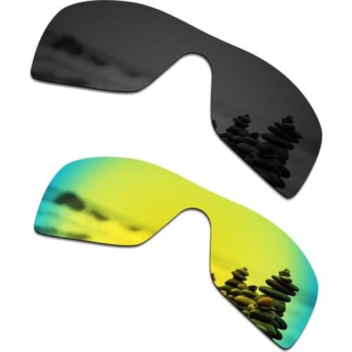 SmartVLT 2 Pieces Polarized Sunglasses Replacement Lenses for Oakley Batwolf Stealth Black and 24K Gold