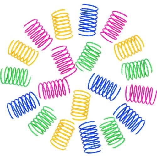 20Pcs Cat Spring Toy Plastic Colorful Coil Spiral Springs Pet Action Wide Durable Interactive Toy Flexible Cat Coil Toy Pet Tool