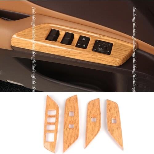 4pcs For Lexus ES ES200 260 300H 2018-2021 Wood grain ABS Interior Car Window Switch Panel Cover Tirm Car Accessories