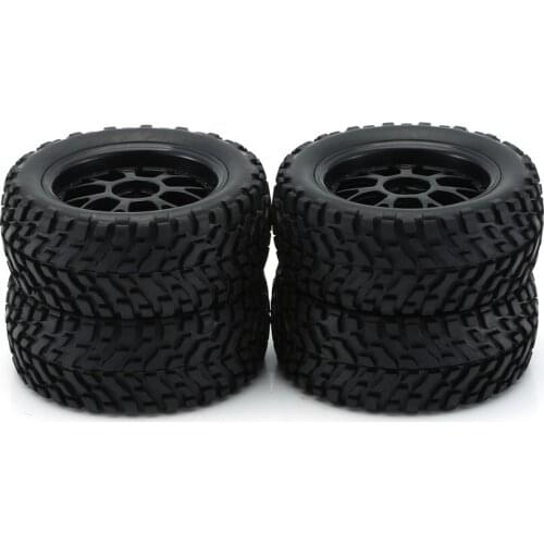 4Pcs Wheel Tyre Rubber Tire With Plastic Hub for 1/10 Scale RC Short-course Truck Anti-skid Surface Rubber Tire RC Accessory