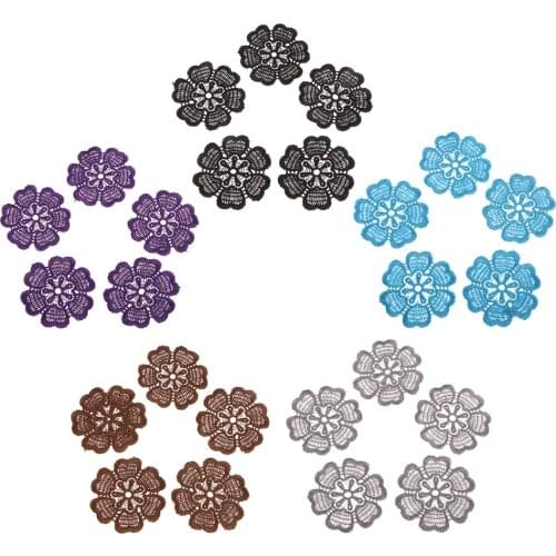 5 Pieces Fashion Embroidered Flowers Patches Sew On Patch Appliques for Clothes Dress Hat Jeans Sewing