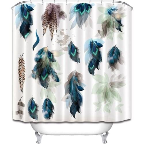 72'' Set Of Vivid Dreamlike Colorful Feathers Bathroom Waterproof Fabric Shower Curtain Polyester 12 Hooks Bath Accessory Sets