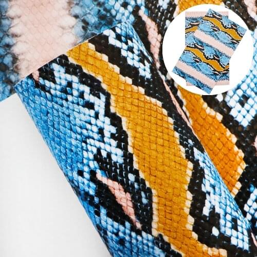 David accessories 20*33cm Bump Texture Rainbow Snake Pattern Synthetic Leather DIY handmade materials,1Yc11770