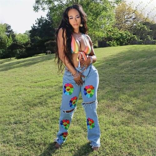 ANGLIU Womens Ripped Jeans