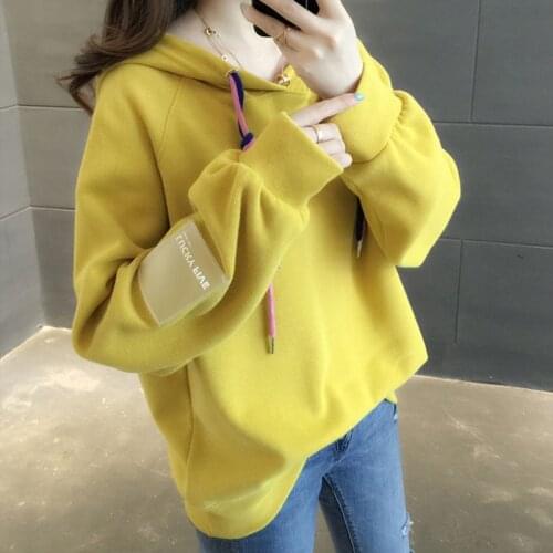 Plus velvet hooded sweatshirt women hoodies spring casual korean womens sweatshirts 2020 autumn warm pullover female mujer
