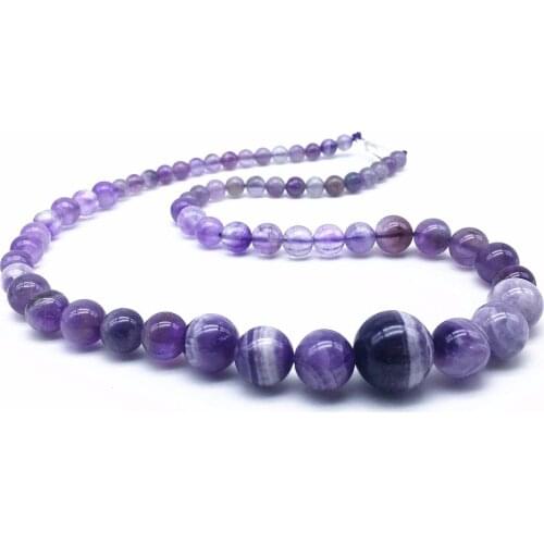 BEADZTALK Natural Graduated Choker Necklaces Stone Beads Round Smooth For Girls or Women Party Necklaces Amethysts Crystals etc