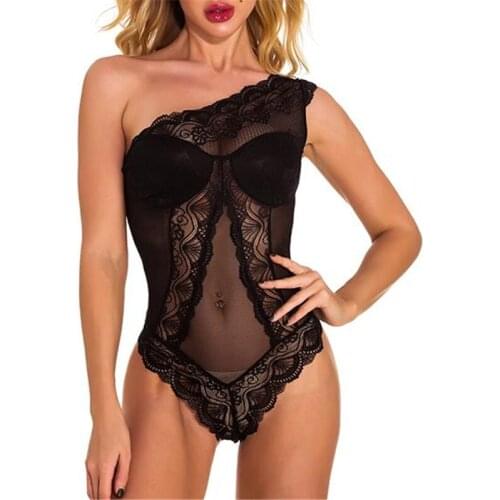 Sensual Lingerie Woman Combi and Bodysuits Erotic Baby Dolls Transparent Underwear Lace Swimsuit Women One Piece Halter Top Porn