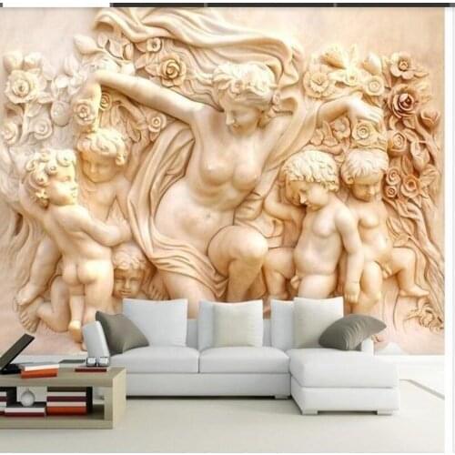 European style oil painting Christian TV wall wallpaper large mural seamless bedroom wall cloth KTV hotel mother and son