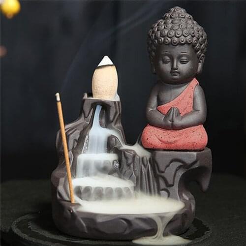 With 1 small censer monk creative home decoration small buddha incense holder backflow incense burner use in tea house