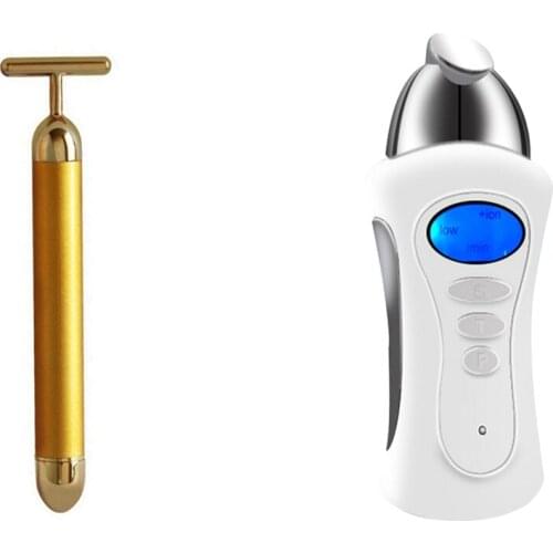 Gold Beauty Bar Anti Wrinkles (Color: Gold) with Beauty Stimulator Galvanic Microcurrent Spa Device