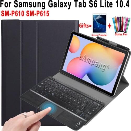 Case for Samsung Galaxy Tab S6 Lite 10.4 SM-P610 SM-P615 Touchpad Keyboard Detachable Bluetooth Trackpad Leather Cover Shell