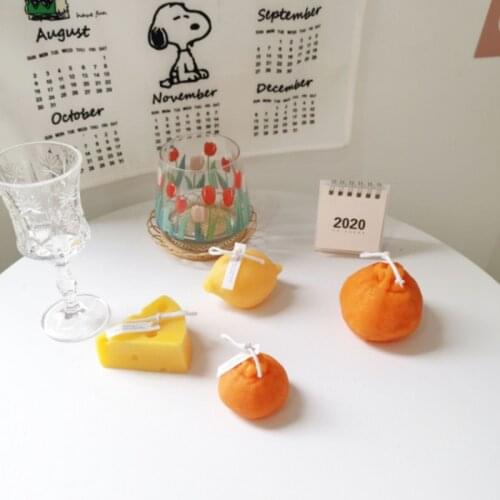 1PC Lemon Orange Gingerbread Persimmon Cheese Candle Cute Paraffin Wax Aromatherapy Small Scented Relaxing Birthday Wedding Gift