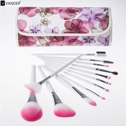 Vander 12pcs Makeup Brushes Set Foundation Powder Cosmetic Blending Make Up Brush with Case Pinceau De Maquillage
