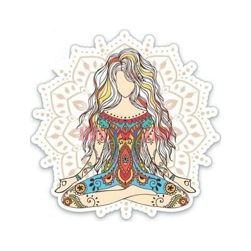 Car Stickers Vinyl Motorcycle Decal Decoration Laptop Mandala Yoga Girl Sticker Personality Car Stickers