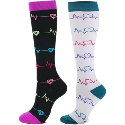 2 Pairs Compression Socks Stockings 20-30 Mmhg Women Men Sports Socks for Running Marathon Cycling Football Varicose Veins