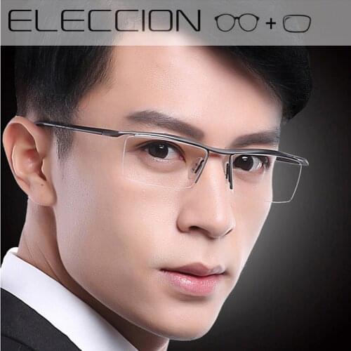 ELECCION Titanium Alloy Prescription Eyeglasses Mens Corrective Dioptric Glasses Metal Optical Eye Frame Photochromic Glasses