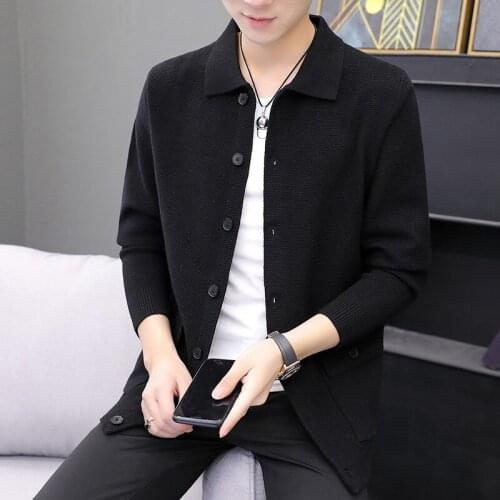 2021 Autumn Korean Slim Fit Mens High Quality Sweaters Mens Cardigan Knitted Sweatercoats Solid Casual Jacket Male M-3XL 8069