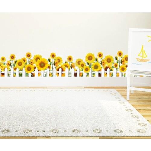 [SHIJUEHEZI] Sunflowers Wall Stickers DIY Flowers Plants Wall Sticker for Living Room Kitchen Nursery Home Wedding Decoration