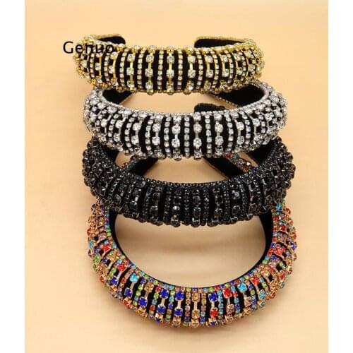 Wide Bridal Hair Accessories Party Women Hairbands Headband Sponge Full Rhinestone Hair Hoop Hair Bands Bezel Female Headdress
