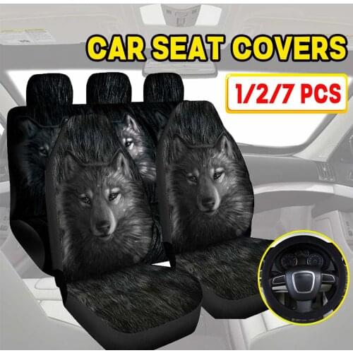 1/2/7pcs Universal Car Seat Covers Full Set Waterproof Cushion Protector Wolf Cover Van Truck Auto Interior Accessories
