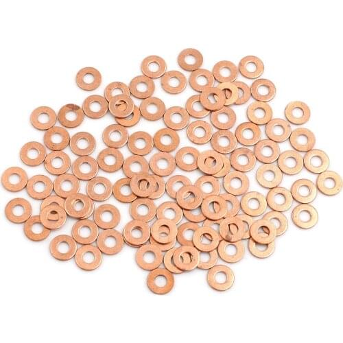 Uxcell 100pcs 4mm Inner Diameter Copper Washers Flat Sealing Gaskets Rings