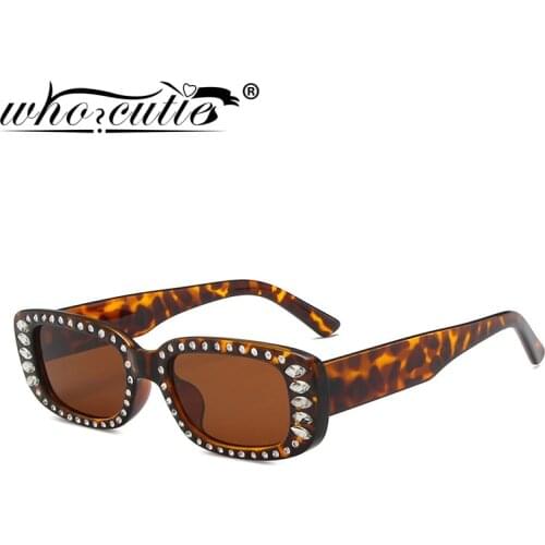 Wide Rectangle Women Rhinestone Sunglasses 2020 Brand Design Vintage Diamond Frame Red Purple Lens Sun Glasses Shades Lady S386