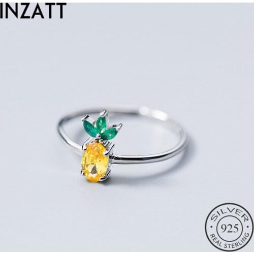 INZATT Punk Food Fruit Pineapple Ring For Women Birthday party Charm Silver 925 Fashion Jewelry Personalise best bijoux2018 Gift