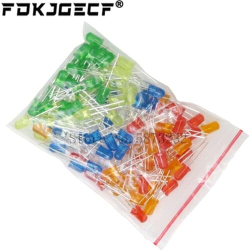 120pcs 6color X 20pcs 5mm LED Light Assorted Kit DIY LEDs Set White Yellow Red Green Blue Orange