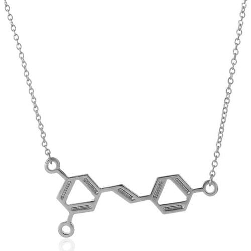 1Pc New Wine Molecule Chemistry Pendant Necklace for Women Science Resveratrol Gold Silver Plated Female Jewelry