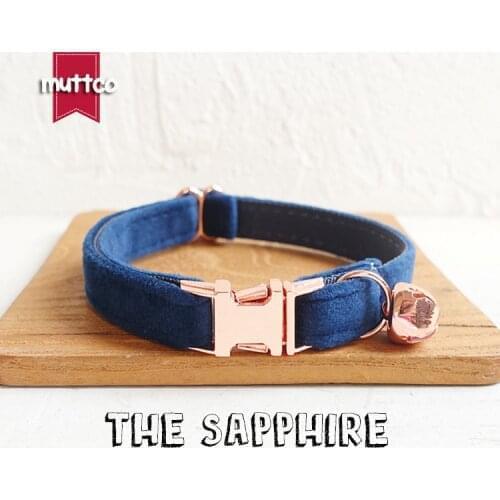 10pcs/lot MUTTCO retail with rose gold high quality metal buckle collar for cat THE SAPPHIRE design cat collar 2 sizes UCC078M