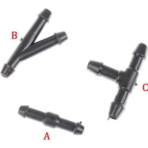 10Pcs Universal Joiner Pipe Connector T Piece Straight Tee 3 Way Y Piece Air Fuel Water Petrol Wiper Washer Nozzle Hose Tubing