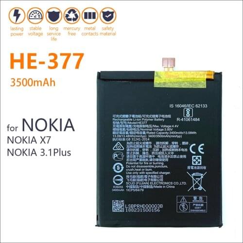 100% Origina HE377 HE376 Phone Battery For Nokia X7 /3.1Plus TA-1131 TA-1119 / 8.1 TA-1119 TA-1128 3500mAh Batteries