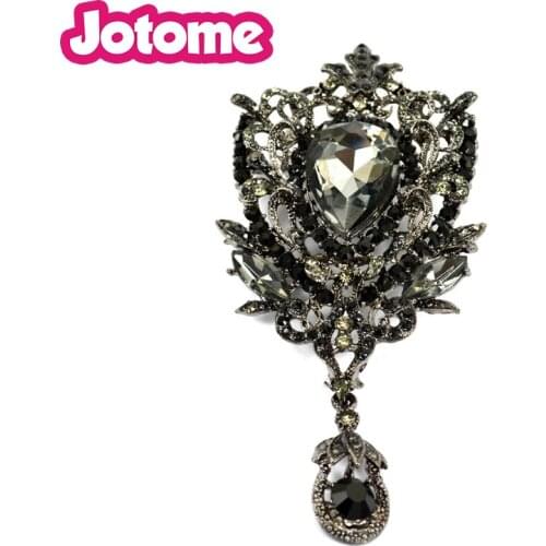 100pcs/lot Fashion Vintage Teardrop for Women Girls Bling Wedding Flower Leaf Scarf Brooch Bridal Bouquet Pin