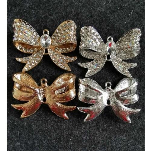 4pcs per lot 4.5cm*3.5cm Full Crystal Bowknot Cell Phone DIY Dec Alloy Decoration