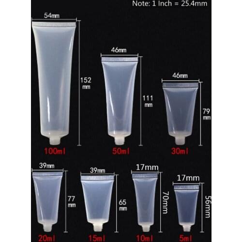 5/10/20/30/50/100ml Travel Portable Empty Tube Clear Squeezed Cosmetic Container Cream Lotion Plastic Bottle With Flip/Screw Cap