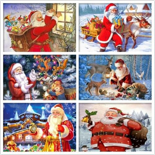 5D Diamond Embroidery DIY Diamond Painting Santa Claus Full Circle/Square Rhinestone Mosaic Cross Stitch Wall Art Home Gift
