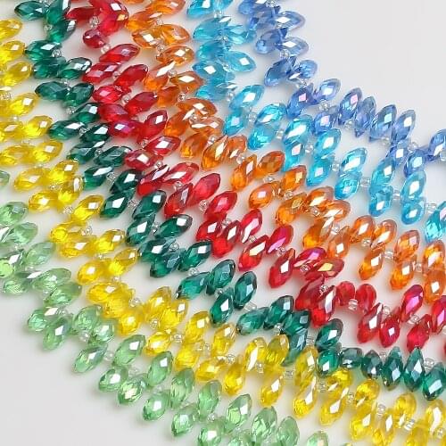 95Pcs New Fashion AB Crystal Drops Pendants 6x12mm Faceted Glass Teardrop Beads for Jewelry DIY Making Accessories Wholesale