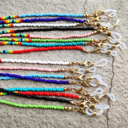 Boho Colored Glass Beaded Mask Glasses Chains For Women Face Mask Lanyard Anti Slip Neck Chain For Eyeglass Sunglasses Jewelry
