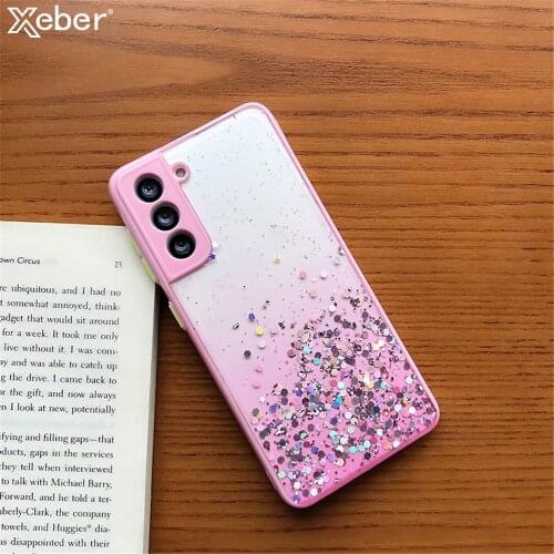 Gradient Rainbow Glitter Sequins Soft Clear Case For Samsung S21 FE S20 Plus Note 20 Ultra A52 A72 A42 A32 A12 A51 A71 A21S A31