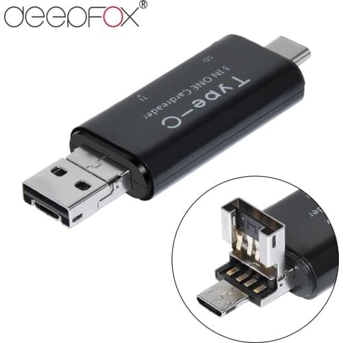 Deepfox Micro USB Type C USB 3 In 1 OTG Card Reader USB2.0 Universal OTG TF/SD for Android Macbook Laptop
