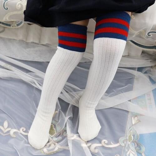 Kids Knee High Sports Football Stripes Sock Girls School White Children Skate Baby Long Tube Leg Warm Socks