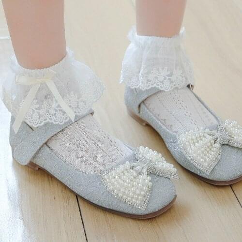 Elegant princess girls ankle socks cozy ruffles lace bowknot design toddler party wedding socks for children chaussettes meias