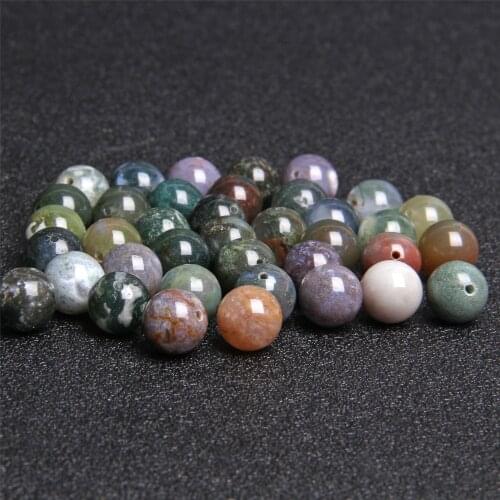 4-12mm Indian Agat Round Beads Green Natural Gems Stone Loose Beads for Jewelry Making Bracelets DIY Craft Accessories 15"strand