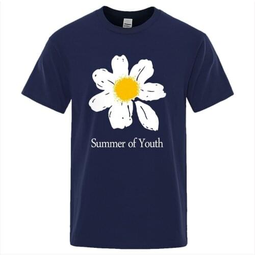 Small White Daisies Printing Man Tee Shirts Breathable Fashion Clothing Short Sleeved Tee Shirt Male Oversized S-XXXL T-shirt