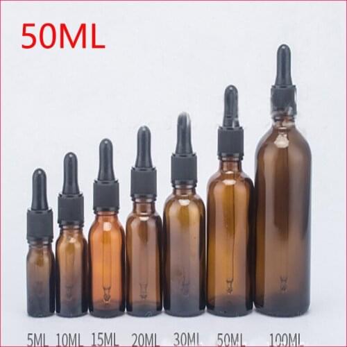 1000pcsx5/10/15/20/30/50/100ml amber Glass e-liquid Refillable Bottle, Essential Oil Container W Dropper childproofcaps