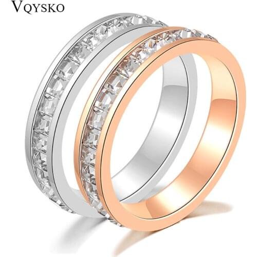 Fashion Hot sales Delicate Women Wedding Rings Wholesale Stainless Steel Full Round Crystal AAA Zircon Rings Jewelry Designer