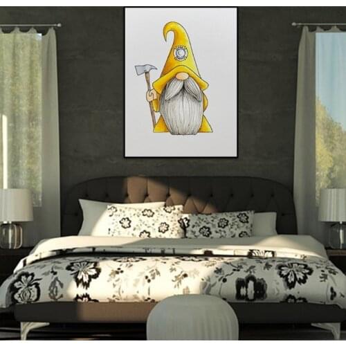 X37B 5D DIY Diamond Painting Kit for Adults Ax Gnome Full Drill Art Crystal Rhinestone Embroidery Cross Stitch Wall Decor