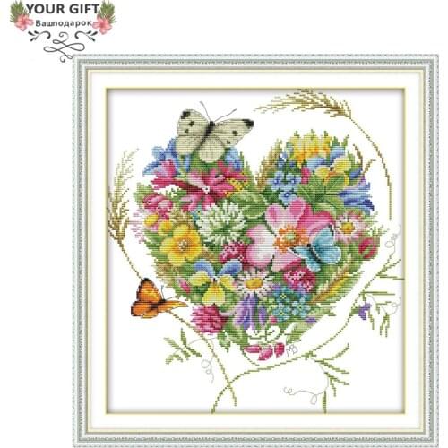 Joy Sunday DA114 Counted and Stamped Home Decor Butterflies Love Flowers Needlework Needlepoint Embroidery DIY Cross Stitch kits