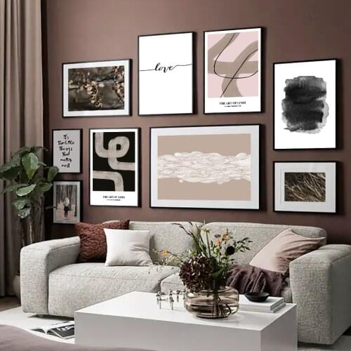 Wall Art Canvas Painting Abstract Line Art Autumn Forest Quotes Nordic Posters And Prints Wall Pictures For Living Room Decor