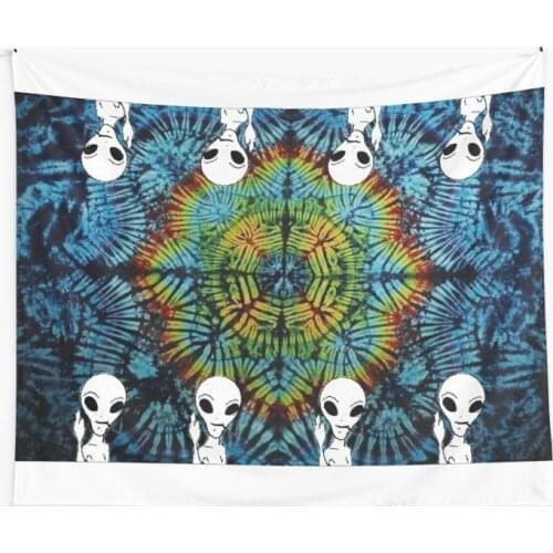 Tie Dye Alien Salute Wall Tapestry Decoration Wall Hanging Beach Blanket Tablecloth Home Bedroom Living Room Dorm Wall Decor